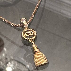 Authentic Christian Dior Gold Pendant Necklace 16 inch adjustable chain